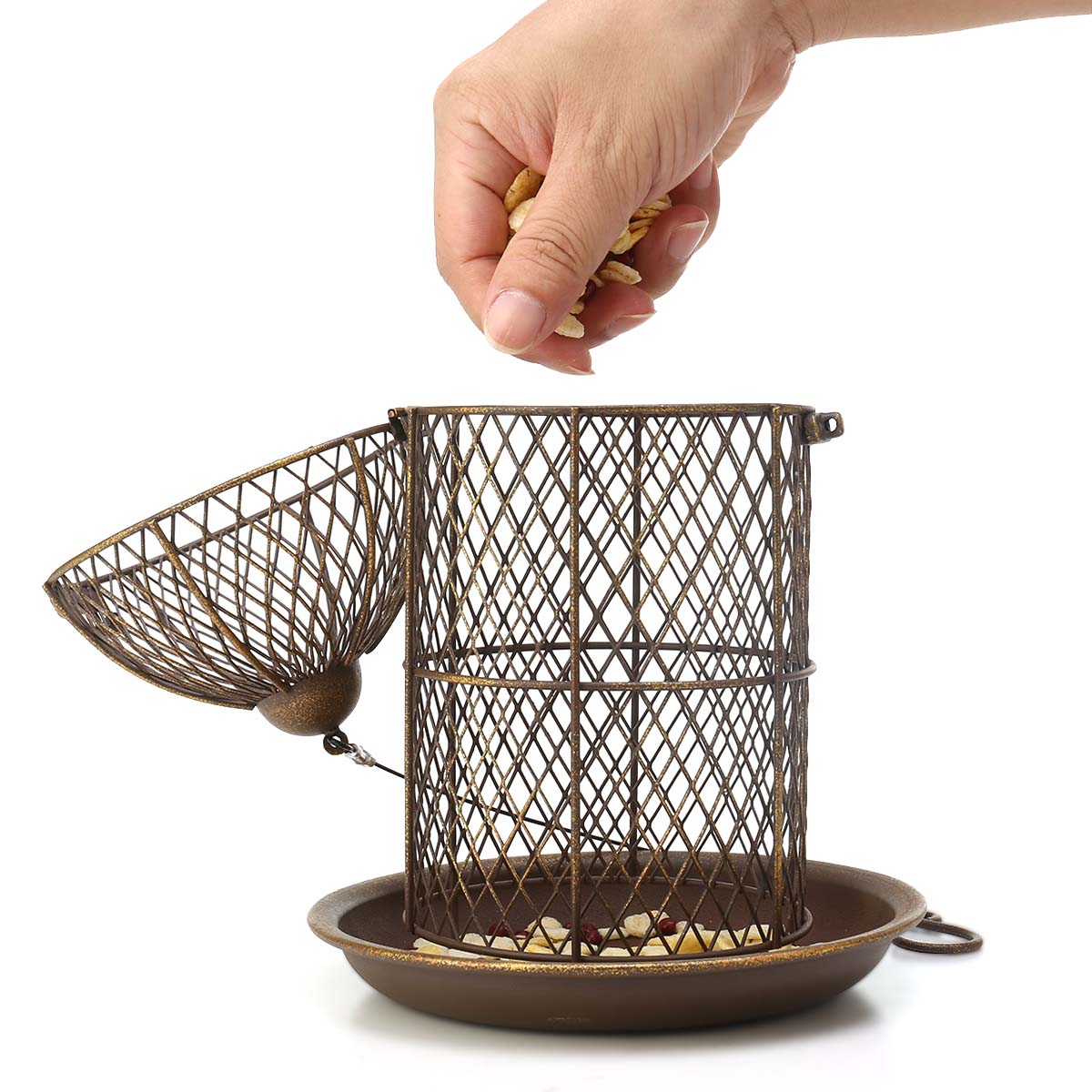 Tooarts Bird Feeder Bird Cage Feeder Hanging Wild Bird Feeder Garden Backyard Decoration Bird Home Decoration Crafts