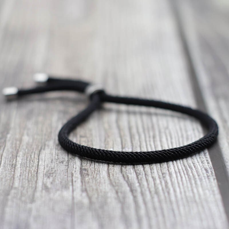 100% aço inoxidável pulseira masculino feminino 4mm milan corda preto vermelho braslet ajustável bff amizade braclet presente para casais: Black String