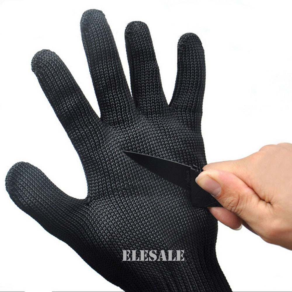 1 Pair Black Working Safety Gloves 16" Long Cut-Resistant Protective Stainless Steel Wire Butcher Anti-Cutting Gloves