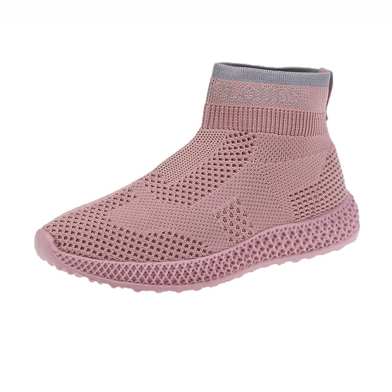 High Top Women Sneakers 3 Colors Slip On Running Shoes Ladies Girl Outdoors Style Trend Sport Shoes Comfortable Walking Trainers: Pink / 5