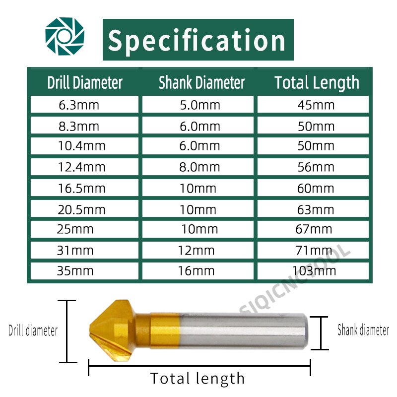 HSS Chamfer Chamfering Cutter End Mill Tool Countersink Drill Bit Set To Wood Stell Chamfer Cutter Power Tool 3 Flute 90 degree