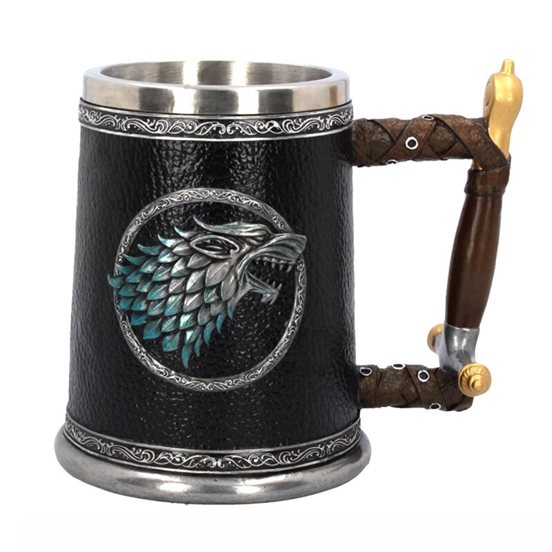 Bier Mokken Koffie Cups 3D Gothic Beker Ijzeren Troon Tankard Roestvrij Staal Hars Wijnglas Mok Jaar Kerst Fans: Style 3