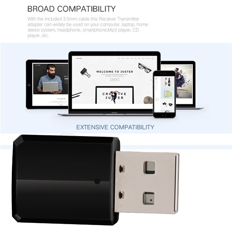 Bluetooth 5.0 sender mottaker 3.5mm aux stereo trådløs bluetooth adapter for bil musikk sender for tv