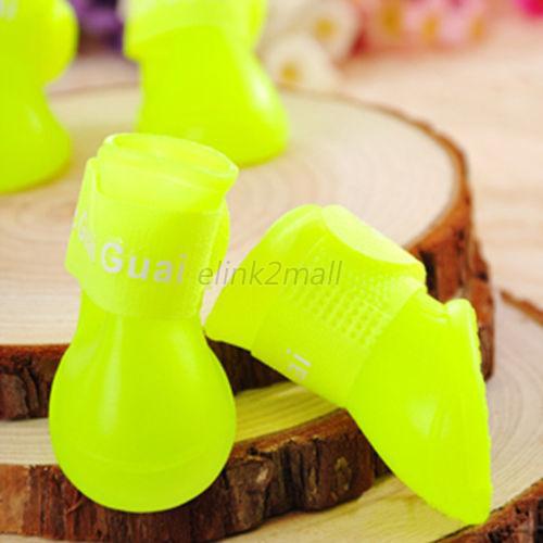 4Pcs Pet Dog Leuke Waterdicht Laarzen Beschermende Rubberen Regen Schoenen Snoep Kleuren Laarsjes OB