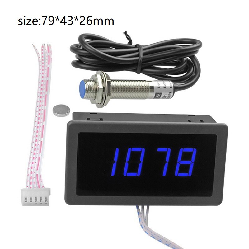 4 Digital Tachometer 8-24V Digital Tachometer RPM Gauge Speed With Hall Proximity Sensors 10-9999 RPM LED Tachometers: blue