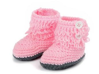 Babysko ny strik baby blød bund småbørnssko høj hjælp høj dåse støvler baby baby sko og sokker 11cm: Lyserød