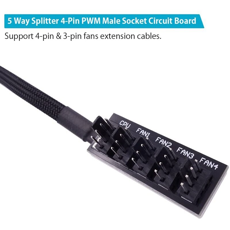 4- stifts pwm fläkt strömförsörjningskabel 1 to 5 hub splitter adapter för atx 4- stift /3- stift kylfläktar 3 pack