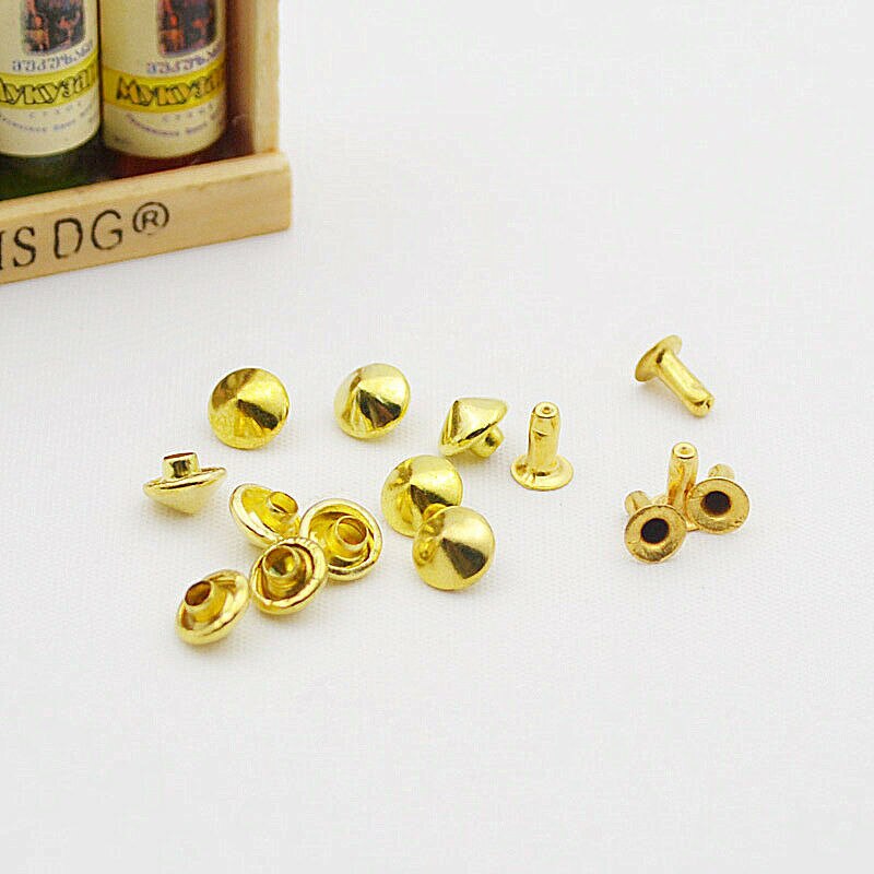 Juego de remaches rápidos de tipo Cono de Metal de 10mm, tachuelas de cabeza de aguja, pulsera con pinchos para ropa, remaches para ropa DIY, para bolsa de ropa, 100 juegos: Golden