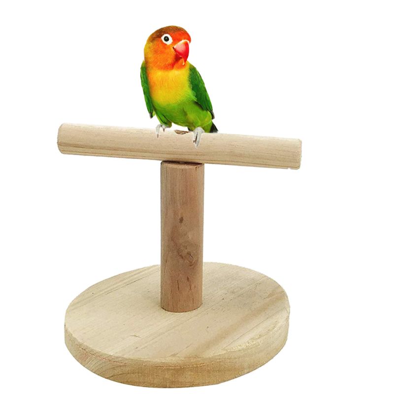 Bird Tabletop Wooden Parrot Perch Stand Training Exercise Feet Claw Grinding K4UA