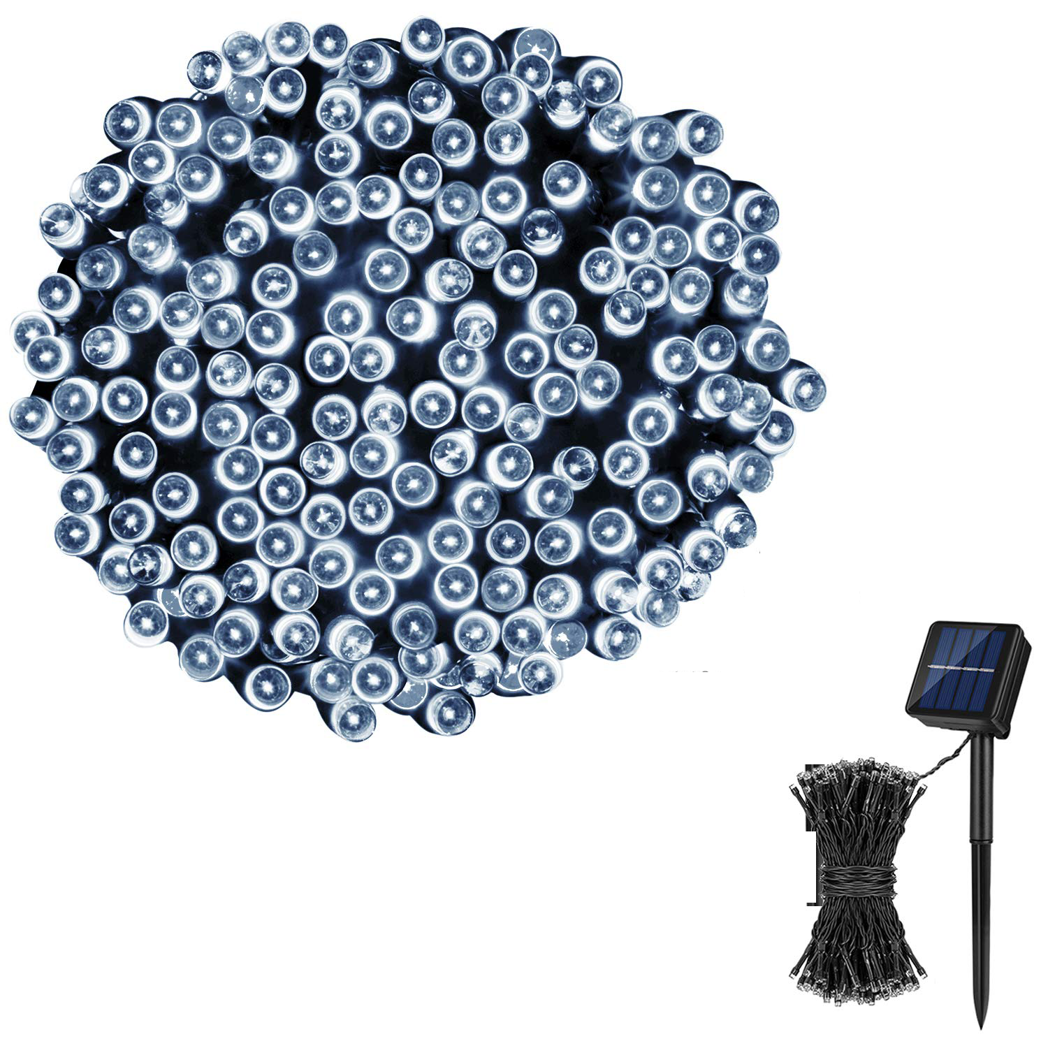 Led-plastläder soldrivna utomhusljusslingor  ip65 vattentäta 8 ljuslägen för julbröllopsdekoration: Vit / 11-15w