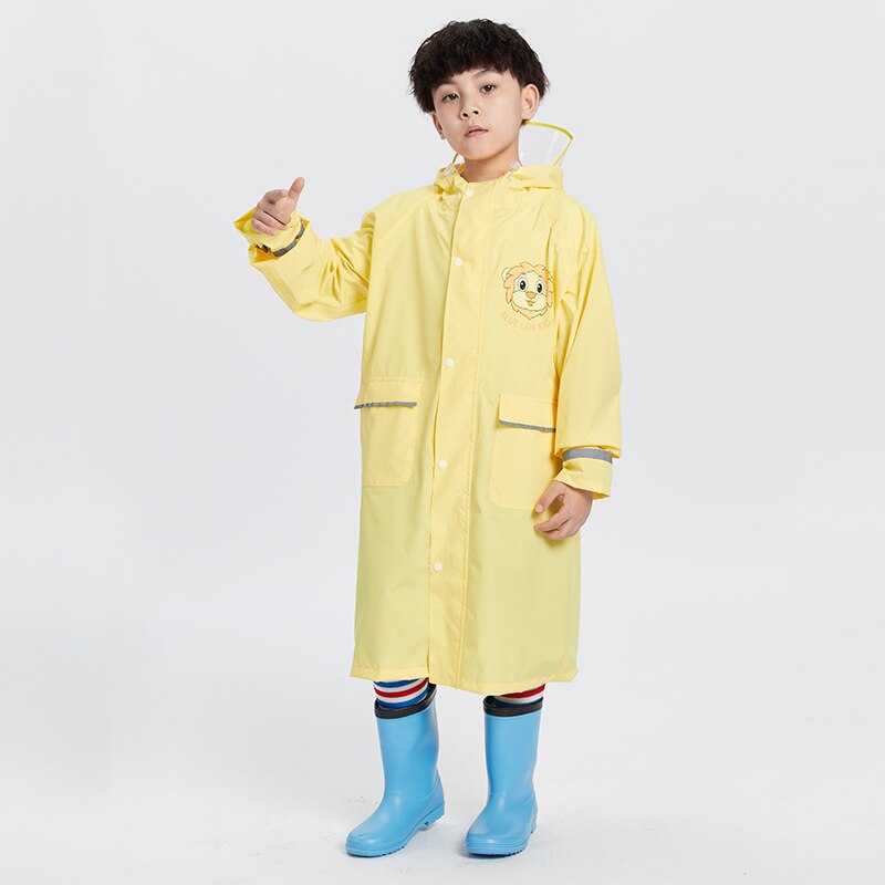 Poncho de pluie pour enfants, imperméable, coupe-vent épais, avec sac d&#39;école, pour garçons et filles: YELLOW / L