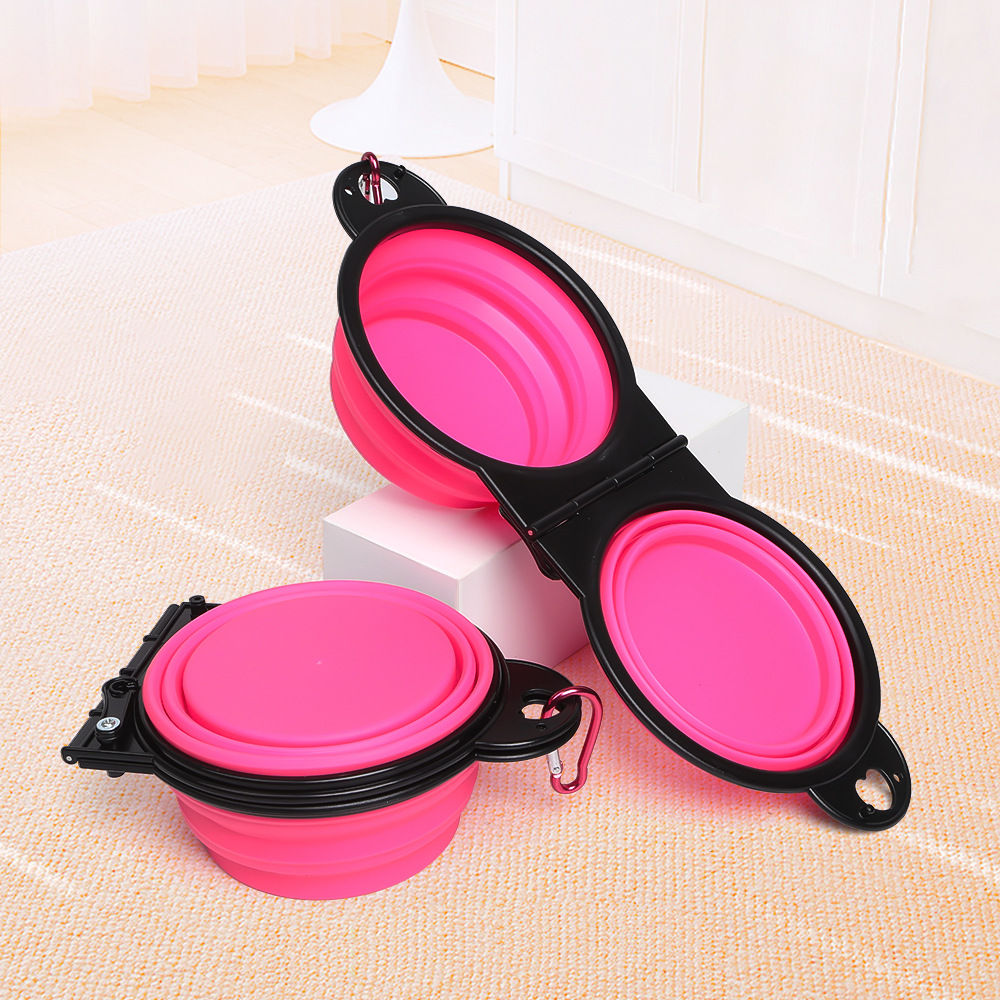 1Pc Pet Folding Bowl Outdoor Portable Drinking Bowl Dog Bowl Cat Bowl Pet Accompanying Cup Dog Bowl: black