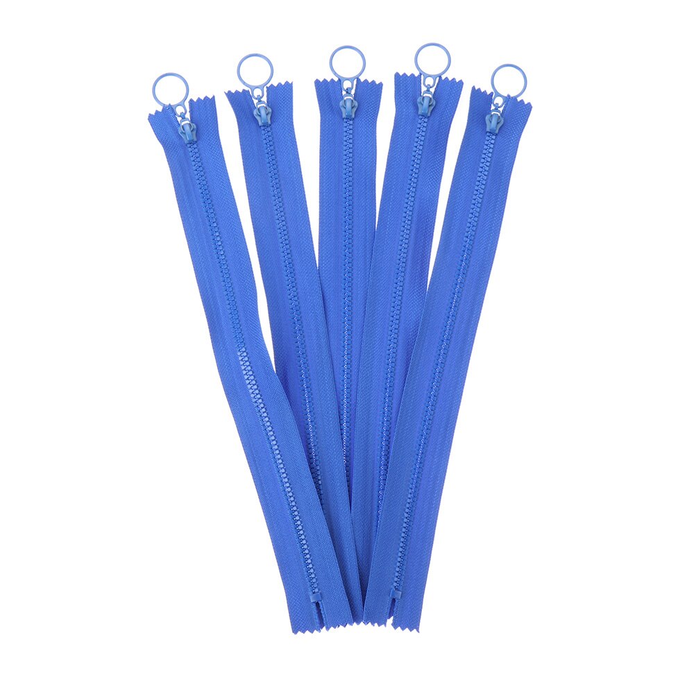 Cremalleras de resina de 25cm para pantalones, 5 uds., color caramelo, anillo redondo con cremallera, bobina de cremallera para ropa, bolsa de costura artesanal, accesorios para ropa: blue