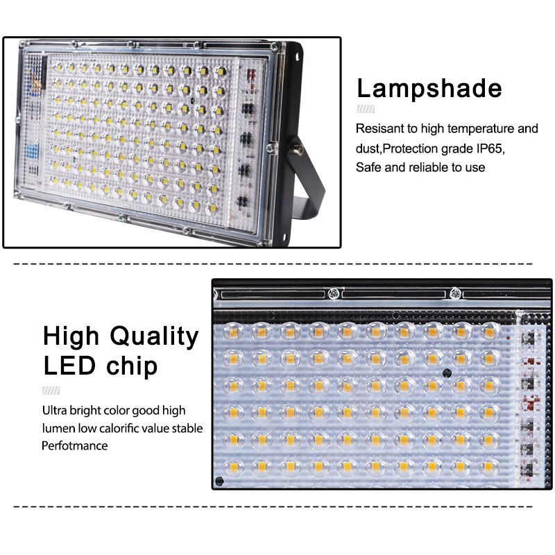 ledet flomlys 50w 100w ac 220v 240v utendørs flomlys søkelyset varm kald ledet gatelampe  ip65 vanntett landskapsbelysning