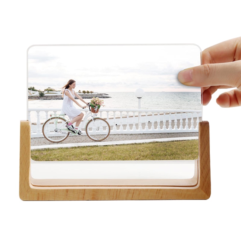 European Solid Wooden Photo Frame Innovative 6 Inch 7 Inch Acrylic U Shaped Photo Holder Frame Home Desk Decoration