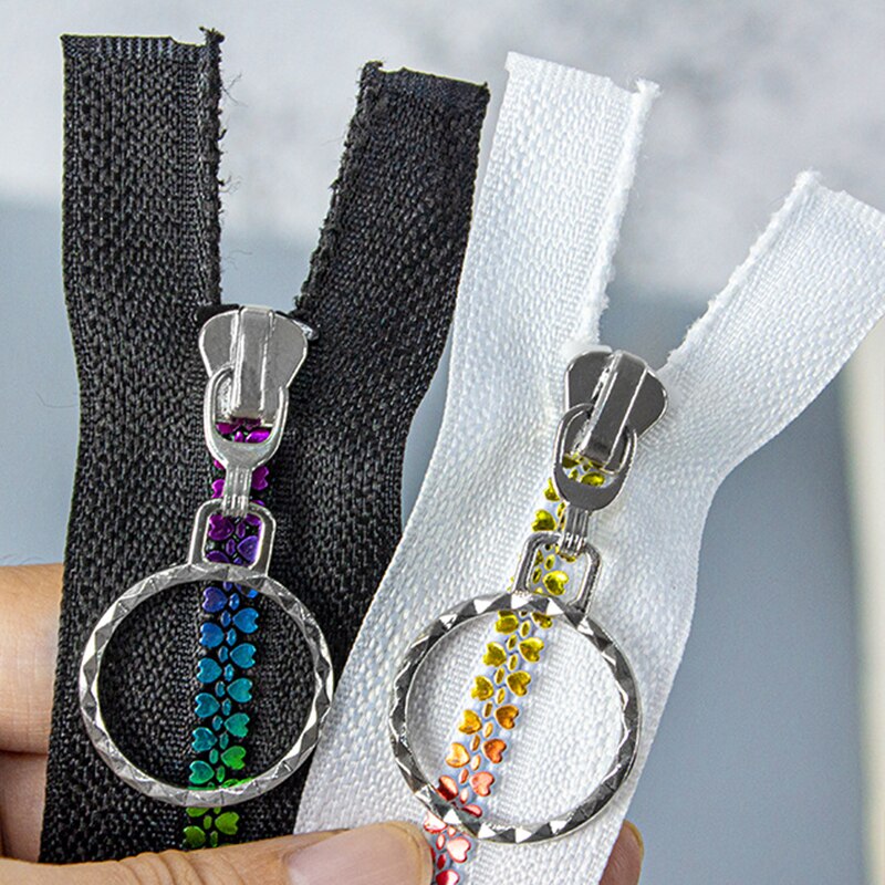 5# Resin Zipper 15-60cm Close-end Zipper Colorful Heart Shape Tooth Zipper Jacket Coat DIY Sewing Accessory Bag Supply Trim