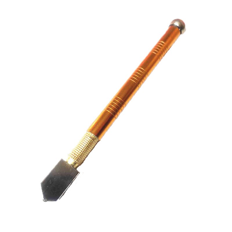 Glasskærer blyant stil oliefoder legeringsspids skæreværktøj diamant skærehoved, stålblad skæreværktøj skridsikkert metalhåndtag: 17.3 x 1.4cm