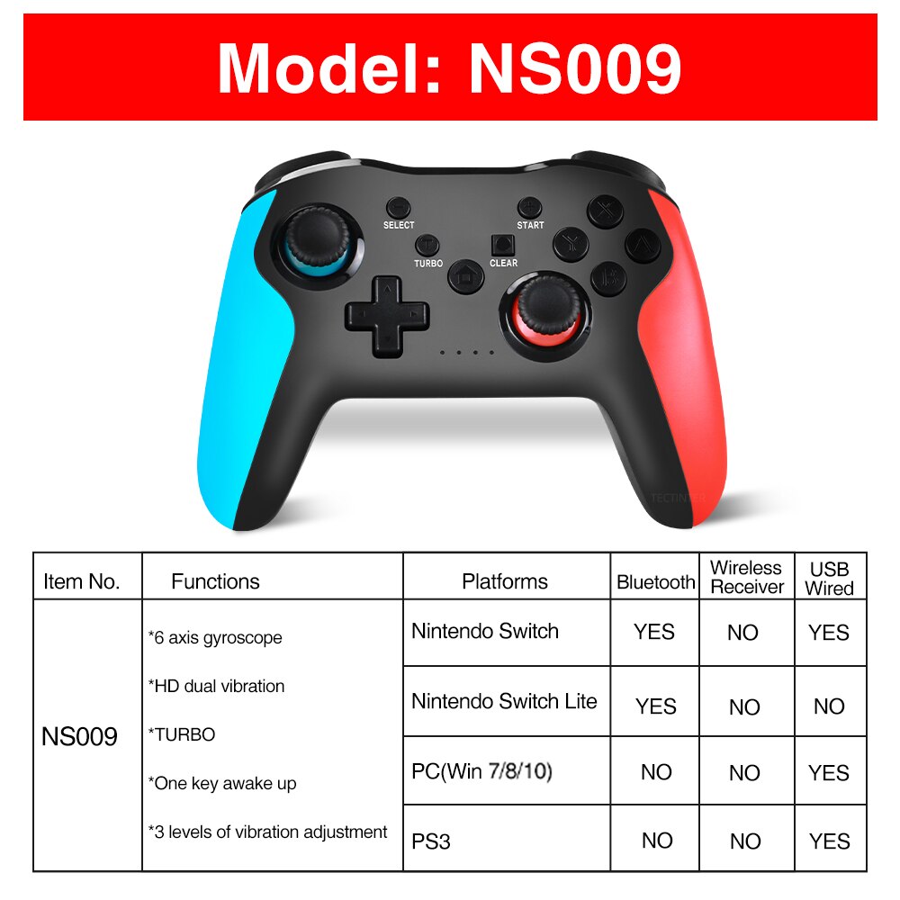 Senza fili di Bluetooth Gamepad Per Nintendo Interruttore Pro NS-Interruttore Pro Controller di Gioco joystick Per Nintend Console con 6 -assi Maniglia: NS009