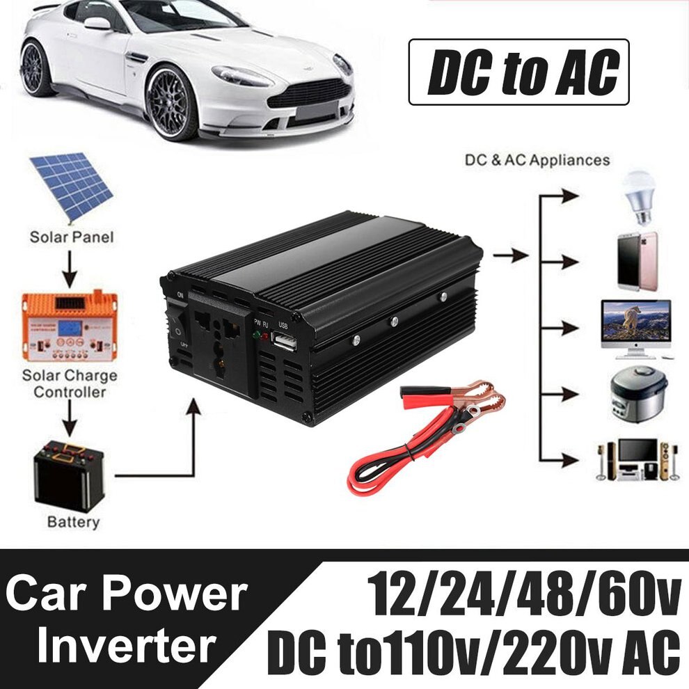 3000W High Power 12V to 220V Power Inverter with USB Port High Conversion Aluminum Alloy Housing Transformer