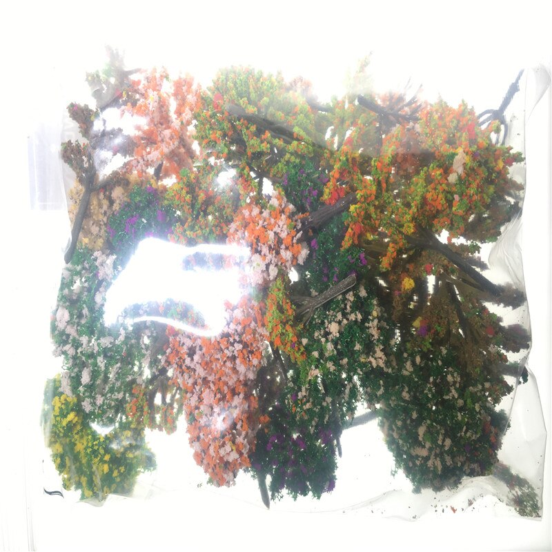 30 pz/lotto modello di fiore alberi filo misto e plastica modello paesaggio alberi treno Layout giardino scenario in miniatura