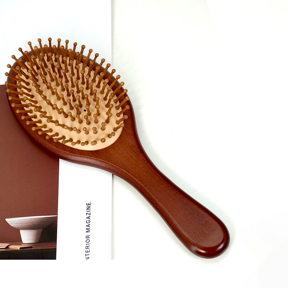 Cepillo de pelo de bambú para mujer, bolsa de aire, peines de bambú de dientes anchos, cepillo de cuero cabelludo de masaje suave, peine de barbero, herramientas de peinado de peluquería: Amarillo