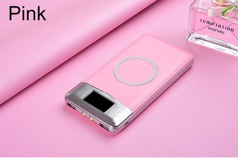 20000mAh Portable External Battery Power Bank Qi Wireless Charger PowerBank For iPhone X 8 Plus Samsung S10 S9 S8 Poverbank: Pink