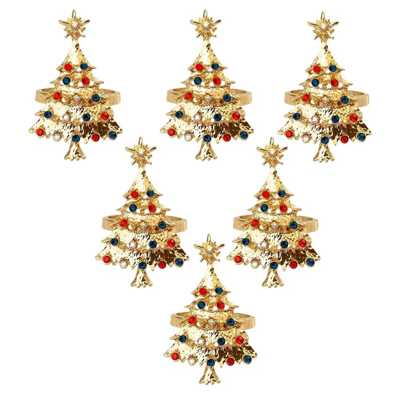 6Pcs Christmas Napkin Button Napkin Ring Napkin Ring Cloth Ring Diamond Christmas Napkin Rings