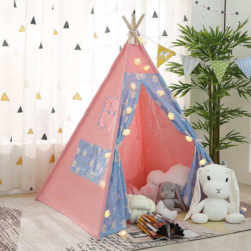 Aankomen Kinderen Tent Tipi Draagbare Kinderen Spelen Huis Wigwam Grote Indian Camping Tenten Katoen Jongens Meisjes Kasteel Game tent