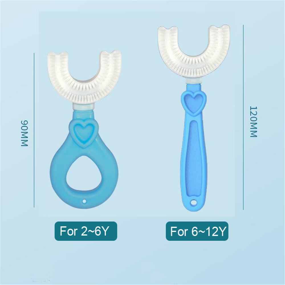 Spazzolino da denti a forma di U a 360 ° detergente per denti pelliccia morbida materiale per uso alimentare spazzolino da denti per bambini forniture per bambini per tutti i giorni