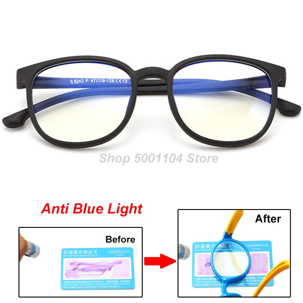Blue Light Kids Glasses Boy Girl Optical Frame Transparent Child Glasses Anti Glare Computer Prescription Glasses UV400: black