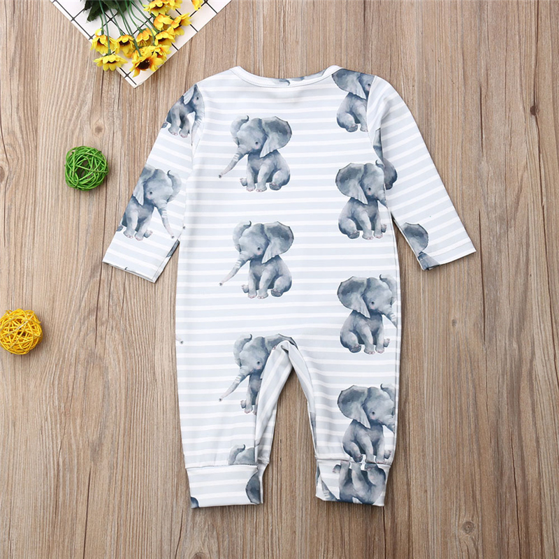 0-24M Pasgeboren Baby Baby Boy Meisje Kleding Leuke Olifant Print Katoen Romper Jumpsuit Playsuit Herfst Kleding