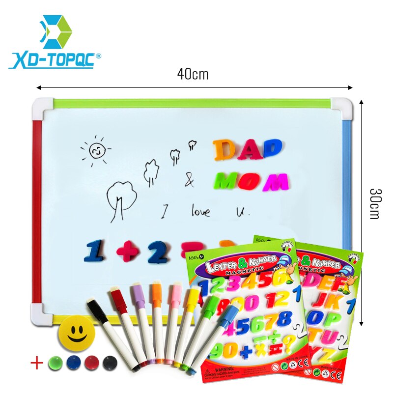 3 Style Kids Whiteboard Magnetic Dry Eraser White Board With Free Number Magnets Preschool Children Memo Message Boards: 30x40cm