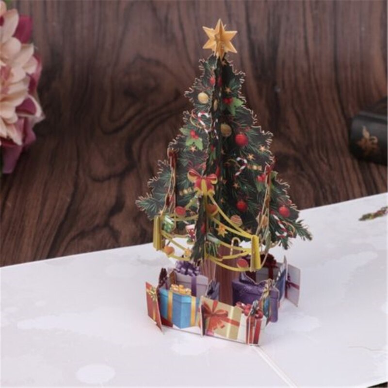 3D Santa Tree Cards Marry Christmas Greeting Cards Party Invitations Year Greeting Card Anniversary Postcard