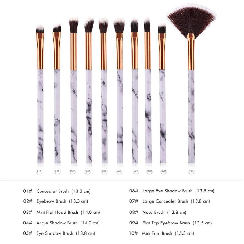 10 Stuks Marbling Make-Up Kwasten Kit Marmer Patroon Borstel Set Oogschaduw Beauty Make Up Borstel Cosmetische Gereedschap