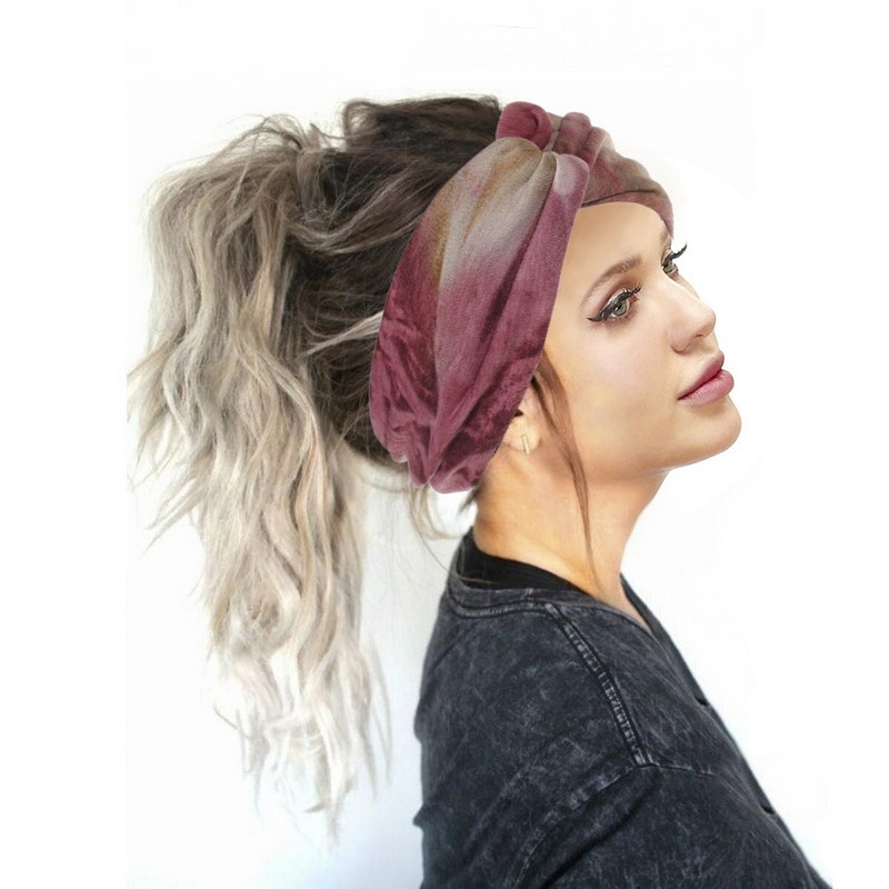 Vrouwen Geknoopt Zomer Gradiënt Brede Stretch Haarband Voor Meisjes Elastische Tulband Bloem Spa Hoofdbanden Accessoires
