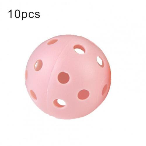 Golf practice 10pcs 41mm Practical golf practice ball hollow structure PE indoor and outdoor training golf light ball ゴルフボール: Pink