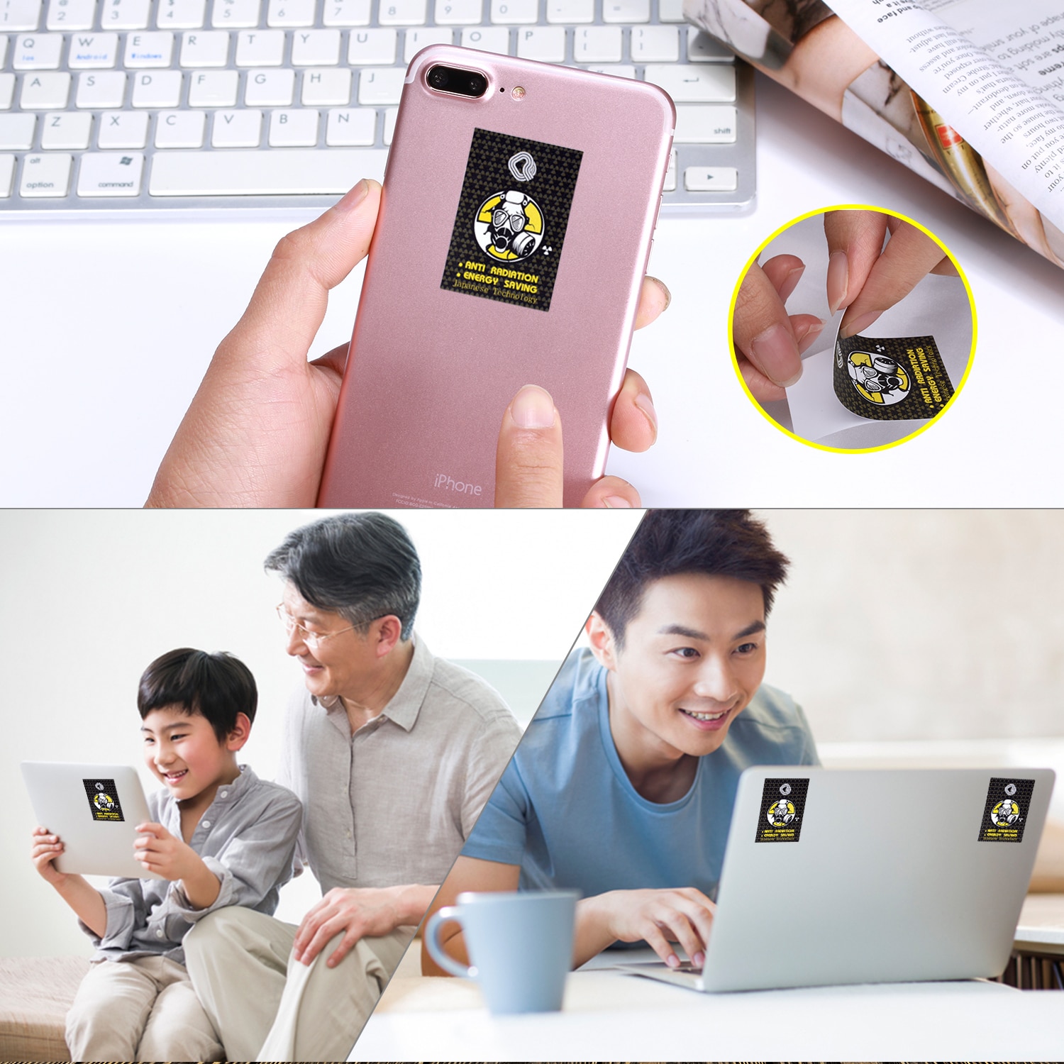 High quanlity 3000CC Ions Anti Radiation Stickers Health for Mobile Phone Fuel Saver Sticker 50pcs/lot