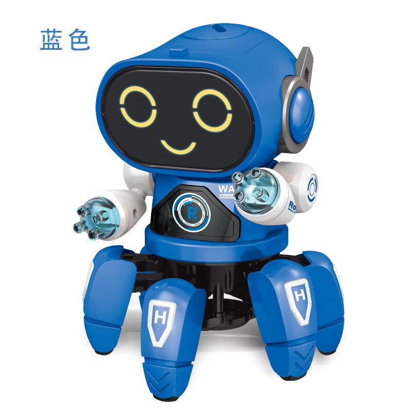 Electric Six-claw Robot Toy Intelligent Robot Mini Walking Singing Dancing RC Robot Toys Led Light Kids Educational Toys: Blue