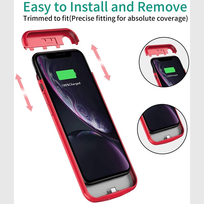Leiouna-funda para cargador de batería de 4000mah, para Iphone X, XS, XR, XS, Max