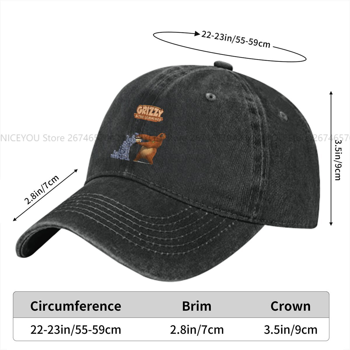 Vasket herre baseballkasket sjove trucker snapback kasketter farhat grizzly og lemmings golfkasket