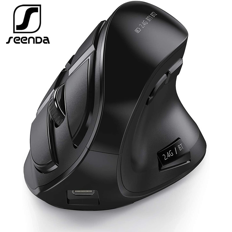 seenda Bluetooth Vertical Mouse Rechargeable Optical Mice for Multi-Purpose 2.4G Wireless Mouse Compatible Apple Mac Windows