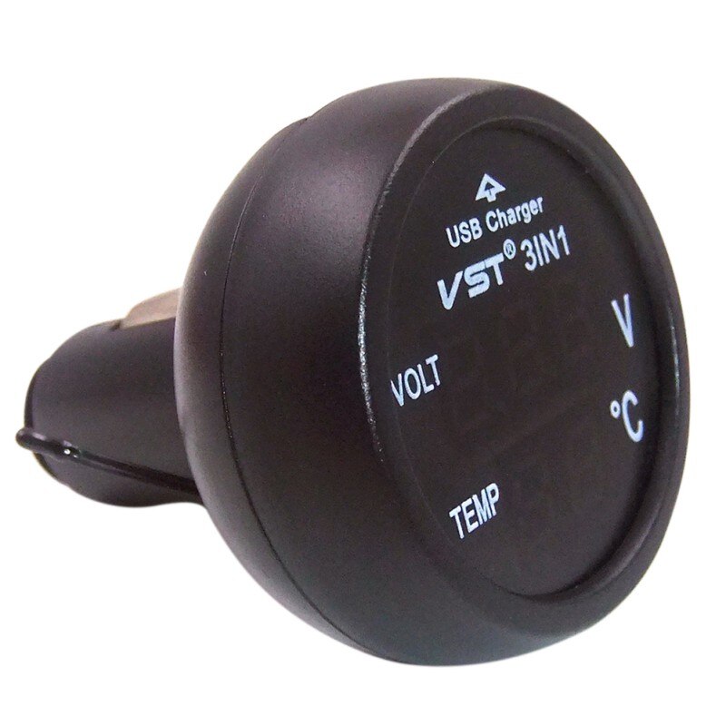3 in 1 Digitale LED Auto Voltmeter Thermometer Auto USB Lader 12 V/24 V Temperatuur Meter voltmeter Sigarettenaansteker