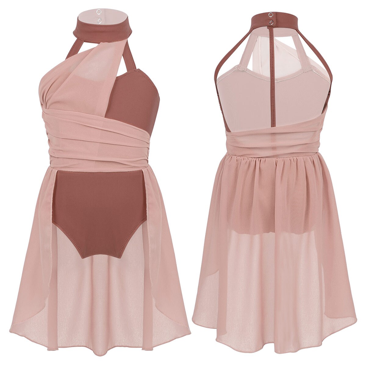 Mädchen Ballett Kleid freundlicher lyrisch tanzen Kostüm Geraffte Chiffon Mieder eingesperrt Zurück tanzen Trikot Kleid Eislaufen Kleid Dancewear