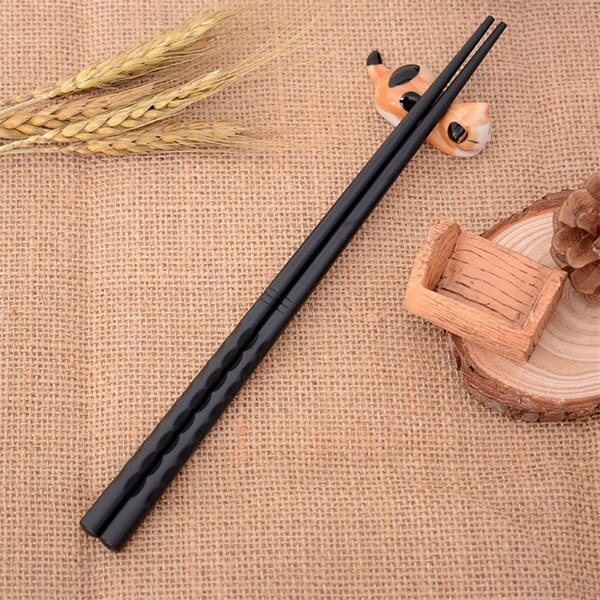 1X Zachte Japanse Sushi Hashi Eetstokjes Lange Legering Sticks Huishouden Keuken Anti Resable Zwart Chop Sticks Servies Voor Keuken: 1