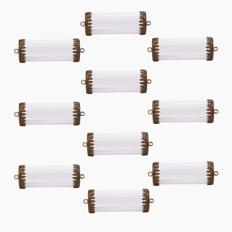 6 sztuk 40*15mm 28*12mm pusta szklana rurka kulista z podstawą ustawiania szklane fiolki butelka wisiorek biżuteria wisiorek komponenty do biżuterii