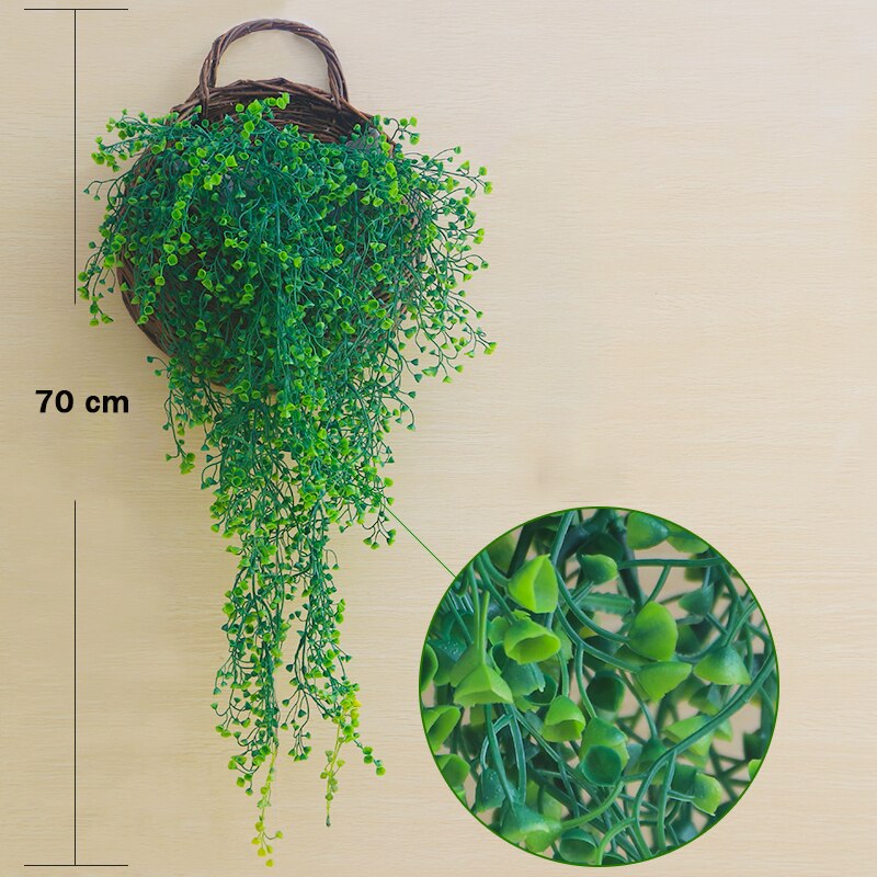 2PCS Artificial Hanging Plants Gypsophila 120CM PP Plant Greenery Green Leafs wall decor bathroom accessories: SMTJZL001