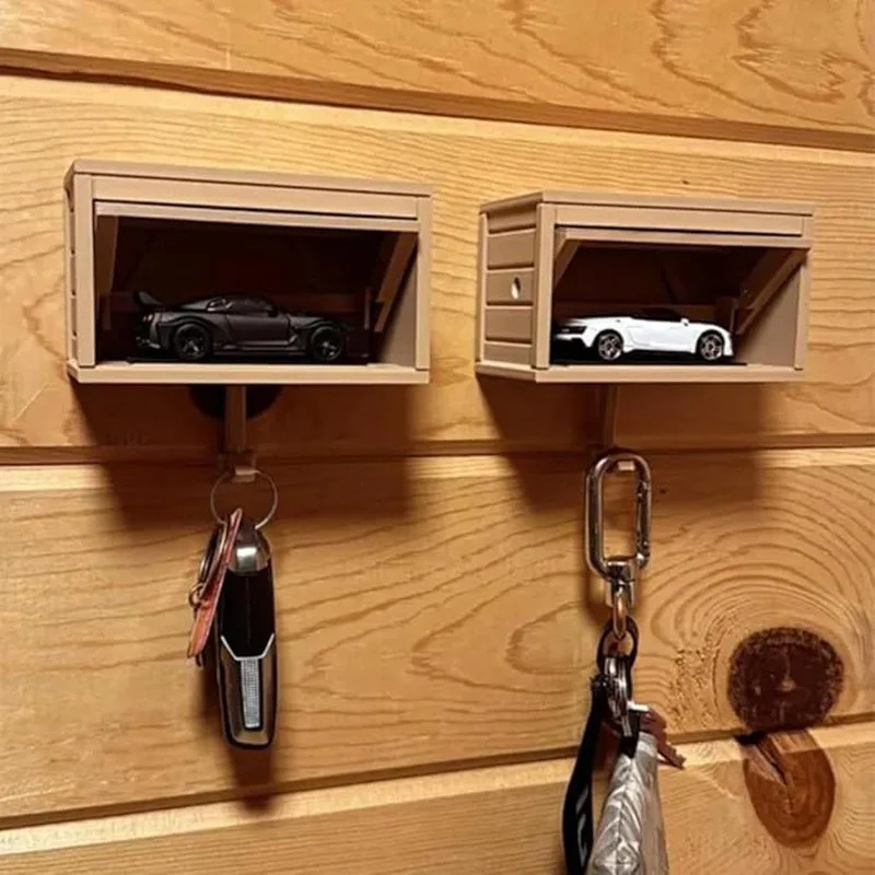 Wall Mounted Key Hangers Wooden Car Garage Key Holder Car Garage Styling Storage Hooks With Door Openers Openable Garage Door