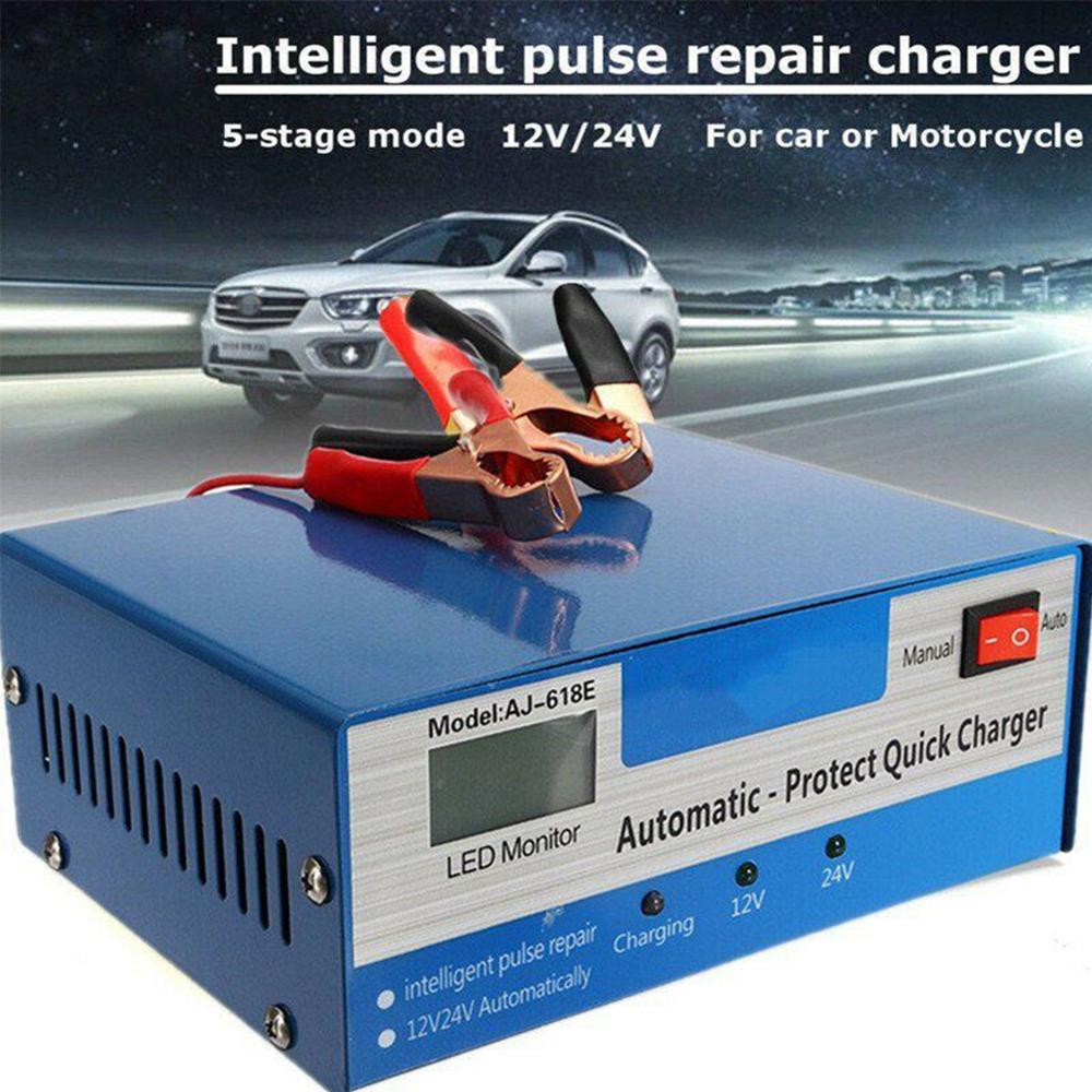 12v/24v automatisk bil hurtig batterioplader intelligent puls reparation lastbil motorcykel oplader opbevaring
