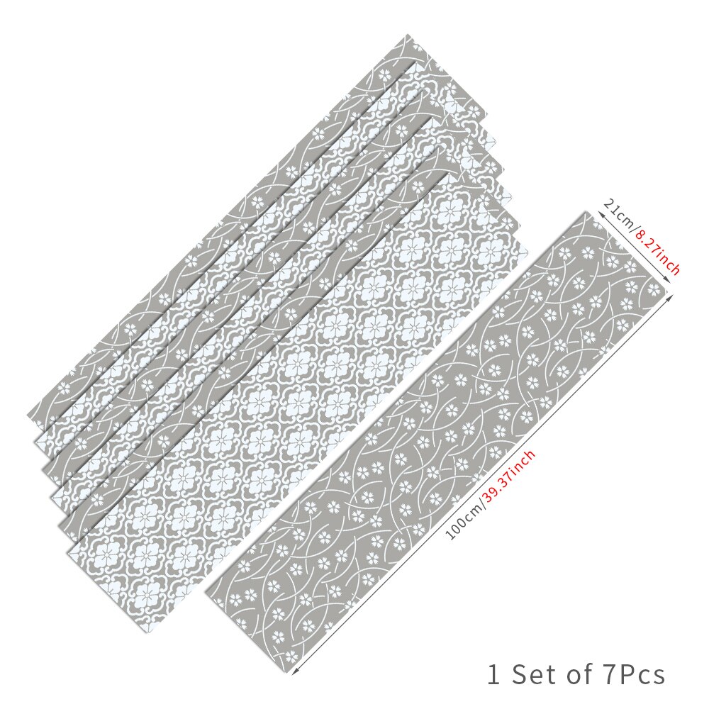 Autocollants pour escaliers en bois, 7 pièces, 21cm x 100cm, bande de roulement, vinyle, auto-adhésif, bricolage, mur de face, brique, motifs artistiques: RS014