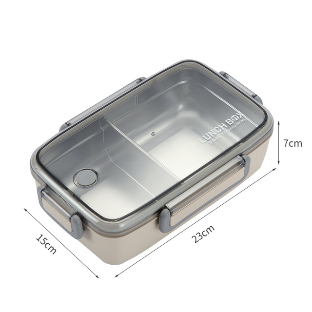 Portable Healthy Material Lunch Box Independent Lattice For Kids Bento Box Microwave Dinnerware Food Storage Container Foodbox: Beige 1